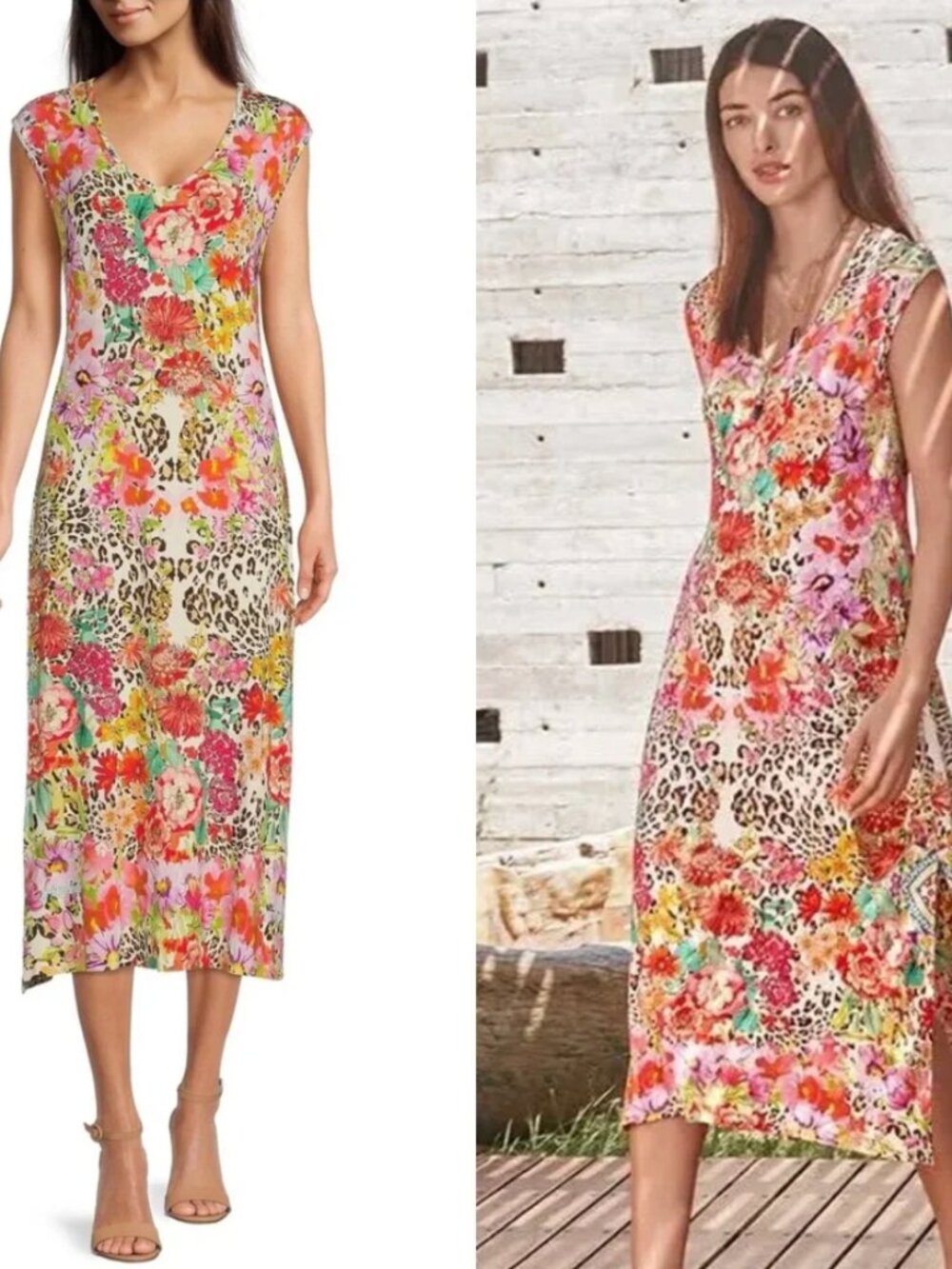 Johnny Was Wild Garden High Slit Dress Size L